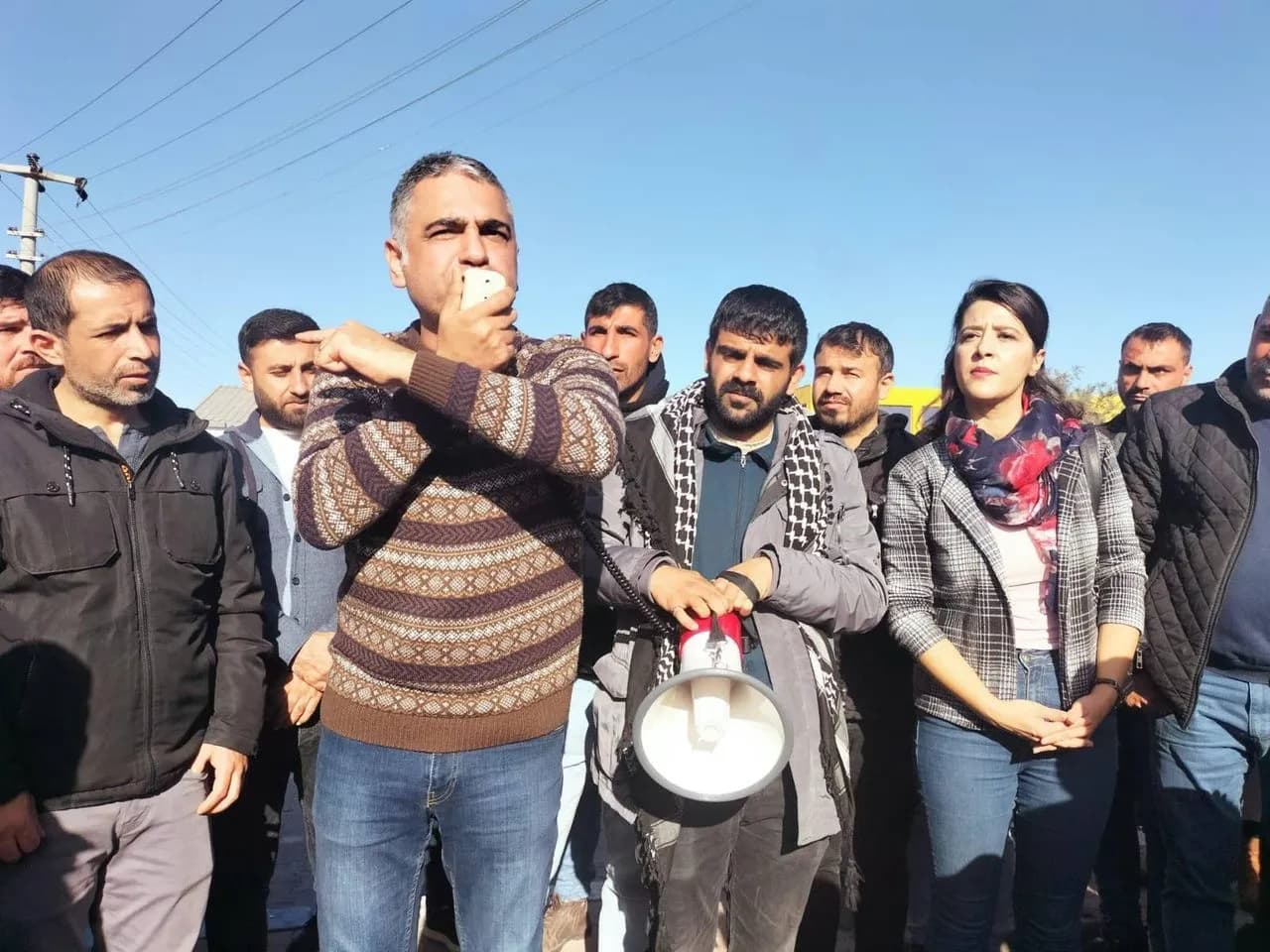 BİRTEK-SEN leader Mehmet Türkmen addresses striking workers of Başpınar Organised Industrial Zone