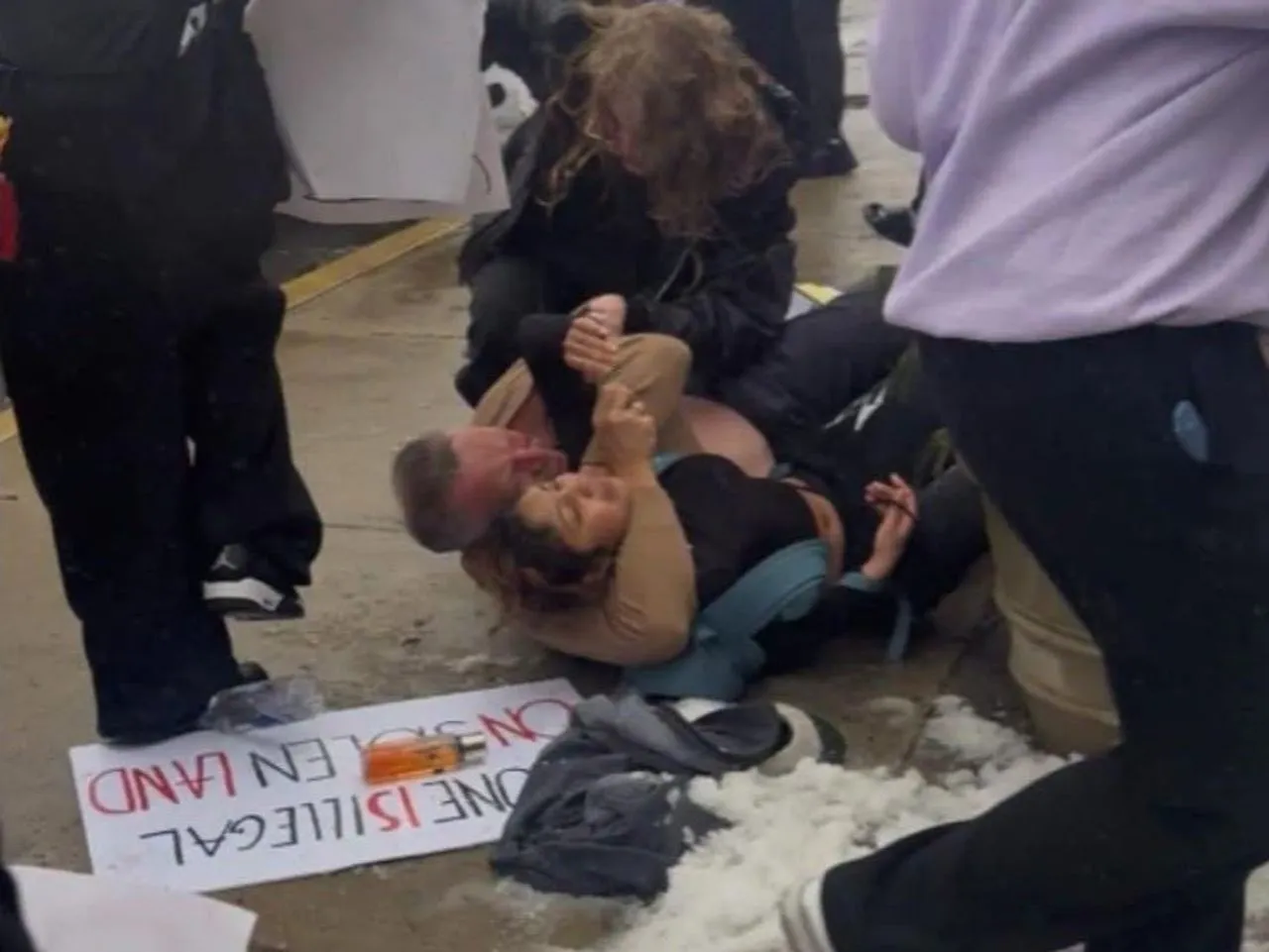 Quakertown police chief places a student in a chokehold during a walkout protesting ICE raids, February 20, 2026